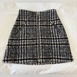 Kooples | Women’s 34 (US XS) | Black Plaid Tweed Mini Skirt A-line Wool Alpaca